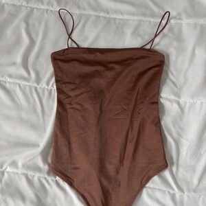 Abercrombie satiny copper square neck bodysuit